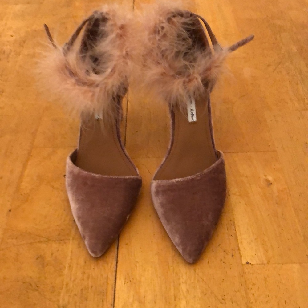 & Other Stories Feather Pink Velvet Heels